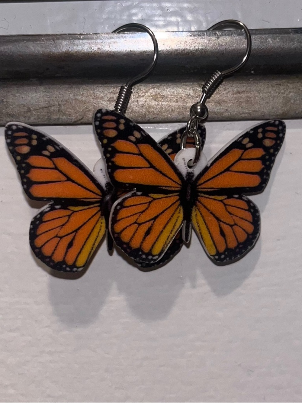 Monarch Butterfly Dangle Earrings - Orange Wings